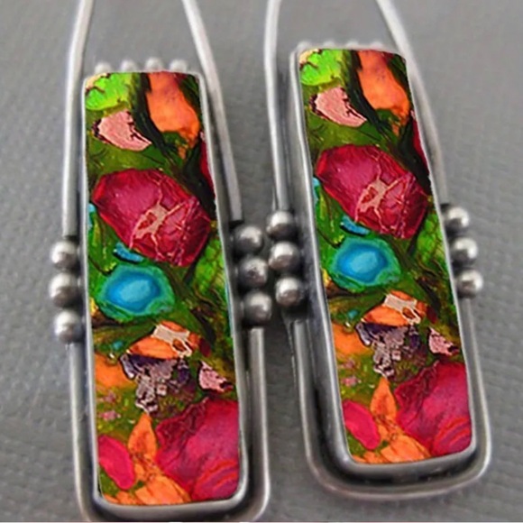 "Festive Gifting" 2pcs Vintage Bohemian Turquoise-Inspired Earrings - Picture 3 of 4